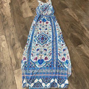 Spaghetti Strap Boho Maxi Dress with Empire Waist